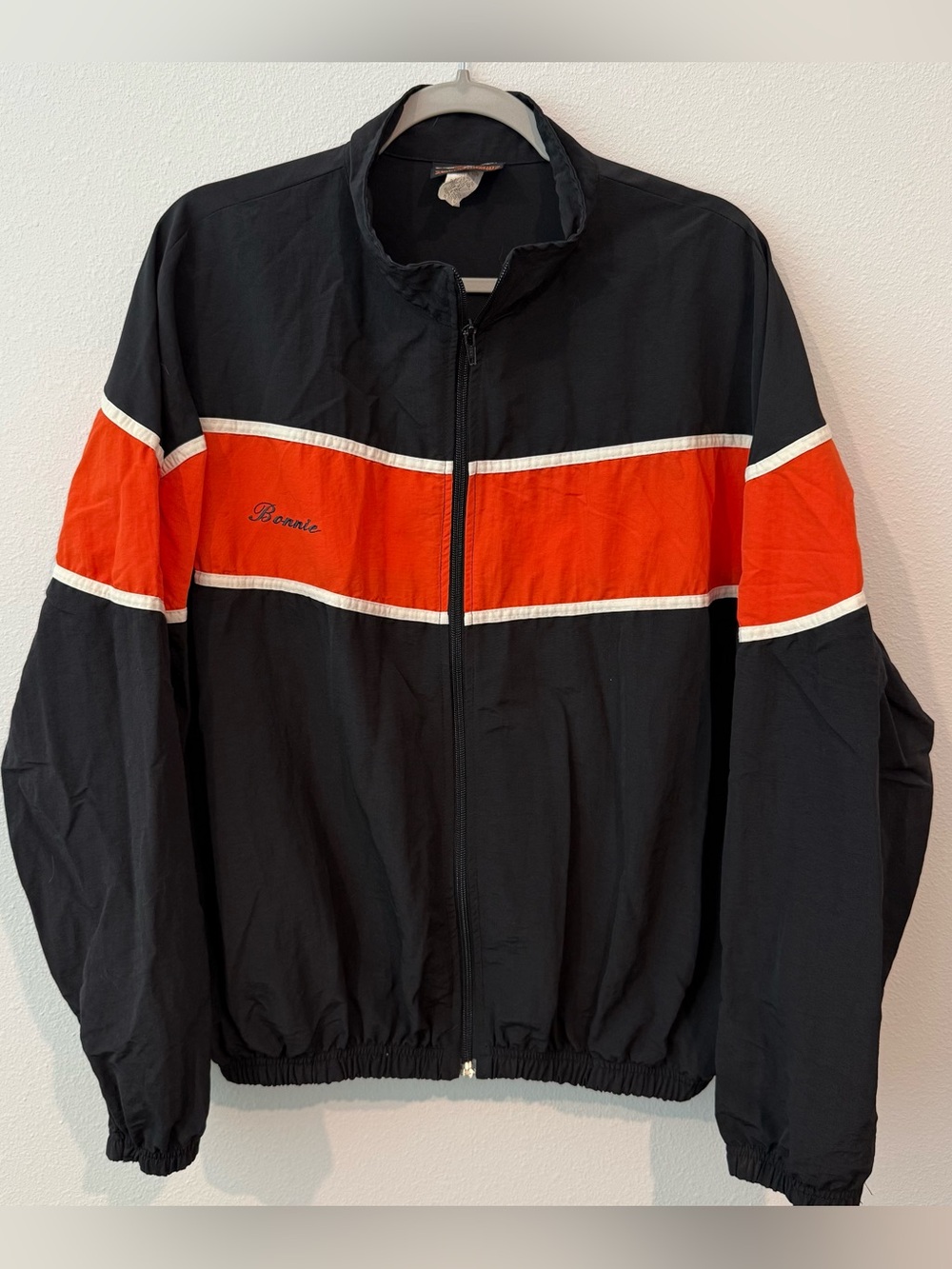 🔥 90s “Bonnie” Harley Davidson Bikers World Black Orange Nylon Motorcycle Jacket